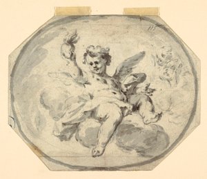 Rysunek, projekt malowanego sufitu, 1770-1800 autorstwa Francesco Saverio Mergolo