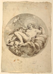 Rysunek, projekt fresku sufitowego: Leda i łabędź, ok. 1775 r. autorstwa Francesco Saverio Mergolo