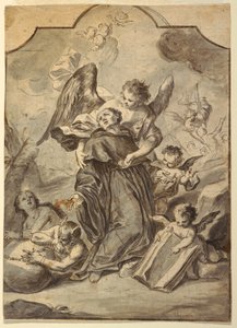 Rysunek, Wizja świętego mnicha benedyktyńskiego, 1776 r. autorstwa Francesco Saverio Mergolo