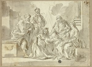 Święta Rodzina ze świętymi autorstwa Francesco Solimena