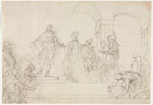 Spotkanie Salomona i królowej Saby. autorstwa Francesco Solimena