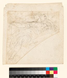 Recto: Studium kobiecej postaci w spandrelu. Verso: Rysunek na odwrocie papieru, przed 1747 r. autorstwa Francesco Solimena