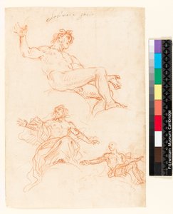 Recto: Arkusz do nauki. Verso: Drobne gryzmoły atramentem, być może studium draperii? , 1700-1799 autorstwa Francesco Solimena