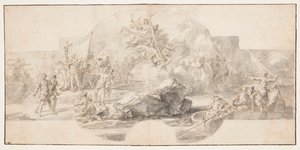 Studium malarskie „Lądowanie Kolumba w Ameryce”, Sala del Minor Consiglio, Palazzo Ducale, Genua, Włochy autorstwa Francesco Solimena