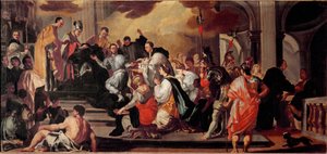 Habit mnichów lombardzkiego króla Ratchisa (Ratgis) (744-749) w klasztorze na górze Cassin (góra Cassin, Monte Cassino) Obraz Francesco Solimena (1657-1747) Museo dell