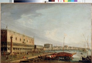 Widok Placu Świętego Marka (Piazzetta) z Pałacem Dożów w Wenecji (Widok Placu Świętego Marka z Pałacem Dożów w Wenecji). Obraz Francesco Tironiego (1745-1797). Olej na płótnie, 73 x 111 cm. XVIII-wieczna sztuka wenecka. Państwowe Muzeum Arkhan