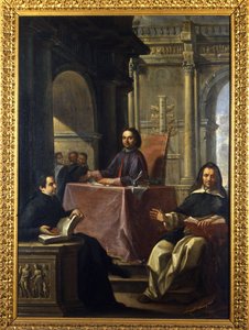 Spór między jezuitą a dominikaninem po kontrreformie, obraz F. Trevisaniego (1656-1746), Muzeum Rzymu. autorstwa Francesco Trevisani