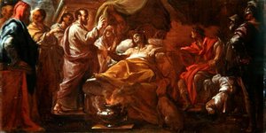 Studium do św. Mateusza wskrzeszającego syna króla Etiopii (olej na płótnie) autorstwa Francesco Trevisani