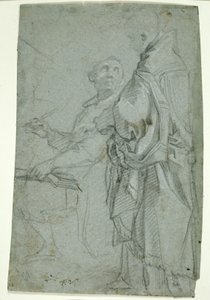 Dwóch duchownych: studium dysputy o Najświętszym Sakramencie, 1606-10 autorstwa Francesco Vanni