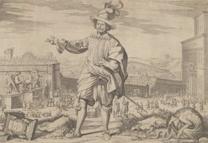 Portret Ioannes Altus Johann Alten, gwardii szwajcarskiej, stojący przy Kwirynale i..., 1623.