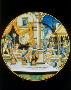 Kuszenie Guiseppe Ebreo, płyta Francesco Xanto Avelli przechowywana w Museo Nazionale del Bargello we Florencji