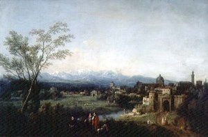 Fantastyczny Pejzaż, Vicenza (olej na płótnie) autorstwa Francesco Zuccarelli