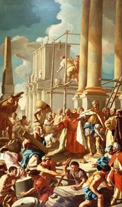 Robert z Anjou budujący kościół Santa Chiara w Neapolu (olej na płótnie) autorstwa Francesco de Mura