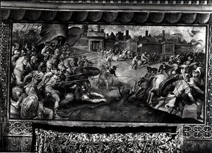 Karol V (1500-58) Przeciw luteranom (fresk) (zdjęcie czarno-białe) autorstwa Francesco de Rossi Salviati Cecchino