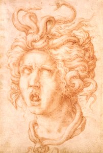 Meduza (czerwona kreda na białawym papierze kredowym) autorstwa Francesco de Rossi Salviati Cecchino