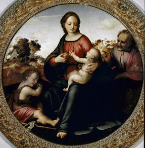 Święta rodzina ze św. Janem Chrzcicielem (Święta rodzina ze św. Janem Chrzcicielem) Obraz Francesco di Cristofano dit il Franciabigio (1482 Ð1525) ok. 1516 Wymiary 97 cm