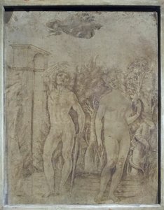 Adam i Ewa, ok. 1470 (pióro i tusz na pergaminie) autorstwa Francesco di Giorgio Martini
