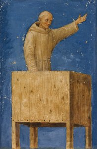 Kaznodzieja św. Bernardyna z ambony, ca. 1470-75.