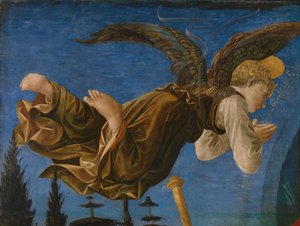 Panel Anioła Ołtarza Pistoia Santa Trinità, 1455-1460 autorstwa Francesco di Stefano Pesellino