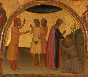 Św. Jan Ewangelista z Akteuszem i Eugeniuszem, ca. 1370.
