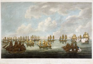 Akcja pomiędzy Flotą Chińską a francuską eskadrą 15 lutego 1804 r. autorstwa Francis (after) Sartorius