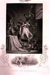 Śmierć Ryszarda II, ze sztuki Williama Szekspira (1564-1616) sztychowanej przez J. Rogersa (rycina)