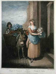 „Rzepa i marchewka Ho”, płyta 13 „The Cries of London”, sztychowana przez Thomasa Gaugaina (1748-1812), wyd. przez Colnaghi & Co.