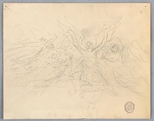 Szkic czczących aniołów autorstwa Francis Augustus Lathrop