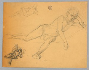 Szkic aktu męskiego autorstwa Francis Augustus Lathrop