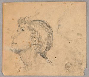 Szkic kobiecej głowy autorstwa Francis Augustus Lathrop
