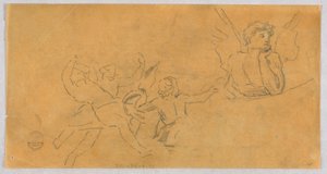 Szkic anioła i Putti autorstwa Francis Augustus Lathrop