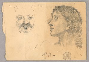 Głowa i twarz kobiety autorstwa Francis Augustus Lathrop