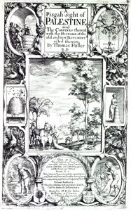 Strona tytułowa książki Thomasa Fullera „A pisgah-sight of Palestine” opublikowanej w 1650 r.