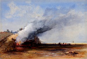 Spalenie starej łodzi, XIX wiek. autorstwa Francis Danby