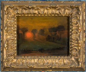 Zachód słońca przez drzewa, ok. 1855 (olej na karcie) autorstwa Francis Danby