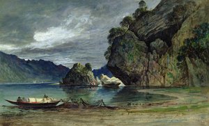 Nadejście burzy na Liensfjord (akwarela na papierze) autorstwa Francis Danby