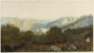 Wąwóz Avon z Clifton i Hotwells, Bristol, ok. 1820 (toaleta i kolor nadwozia na grafitowym papierze tkanym) autorstwa Francis Danby