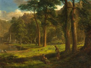 Warriors Reposing in Mountain Glen, ok. 1824 (olej na miazdze) autorstwa Francis Danby