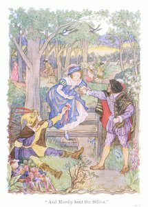 "I wesoło poszedł na pal (kolorowa litografia) autorstwa Francis Donkin Bedford