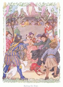 Wabienie niedźwiedzia (kolorowa litografia) autorstwa Francis Donkin Bedford