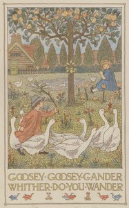 Goosey goosey gander whither do you wander (kolorowa litografia) autorstwa Francis Donkin Bedford
