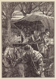 Ilustracja do Świerszcza na ognisku autorstwa Charlesa Dickensa (kolorowa litografia) autorstwa Francis Donkin Bedford