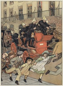 Londyn: A Fire-Engine (kolorowa litografia) autorstwa Francis Donkin Bedford