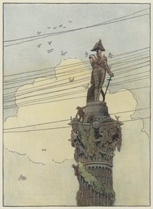 Londyn: Decorating Nelson (kolorowa litografia) autorstwa Francis Donkin Bedford