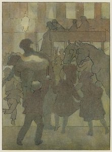 Londyn: W londyńskiej mgle (kolorowa litografia)