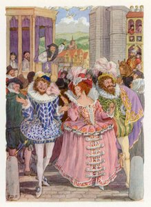 Wesoła Anglia: Poganie i Purytanie (kolorowa litografia)