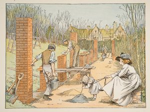 The Builder, od Four and Twenty Toilers, wyd. 1900 (kolorowa litografia) autorstwa Francis Donkin Bedford