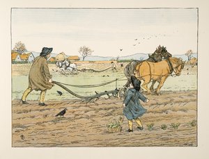 The Ploughman, z Four and Twenty Toilers, wyd. 1900 (kolorowa litografia) autorstwa Francis Donkin Bedford