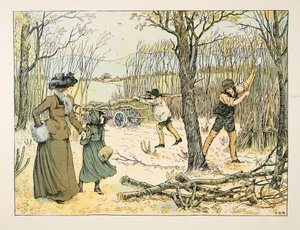 The Woodman, z Four and Twenty Toilers, wyd. 1900 (kolorowa litografia) autorstwa Francis Donkin Bedford