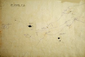 Mapa (pióro i tusz na papierze) autorstwa Francis Doveton Bridges